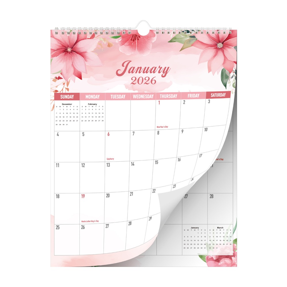 Flower Wall Panel - 2026 Jan.- 2027 Jun. Wall Calendar