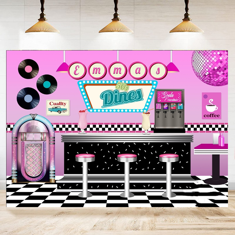 Dessert Table Backdrop - 50s Diner Photography Backdrop Large Banner