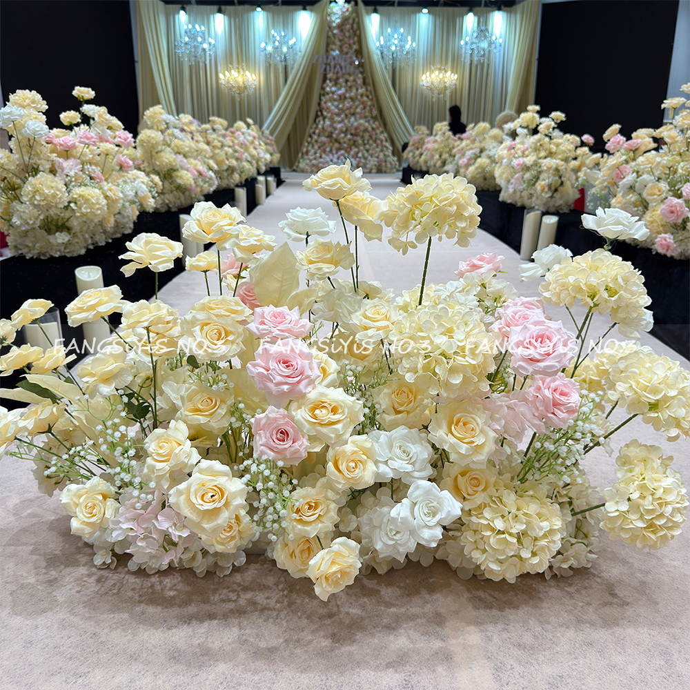 Flower Wall Panel - Luxury Champagne Pink Rose Artificial Flower