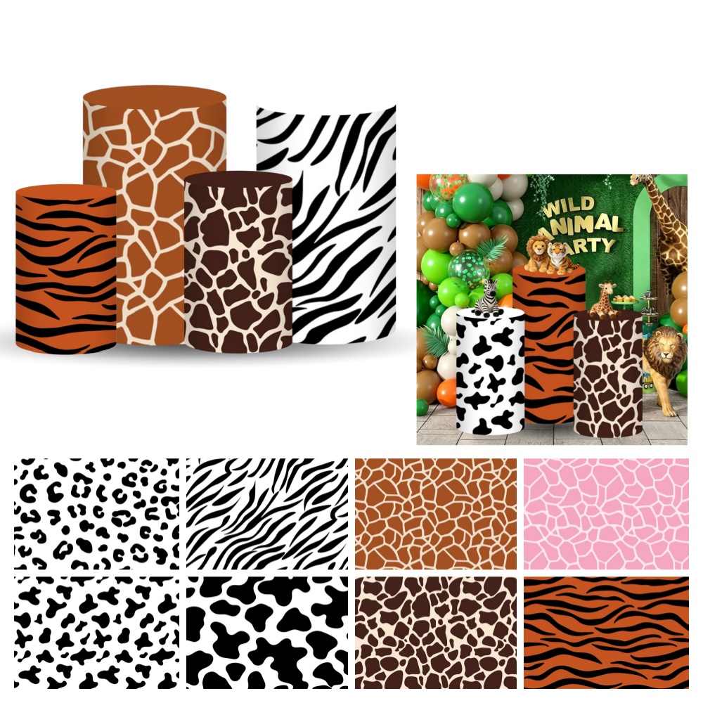 Dessert Table Backdrop - Safari Cylinder Pedestal Stand Cover Backdrop