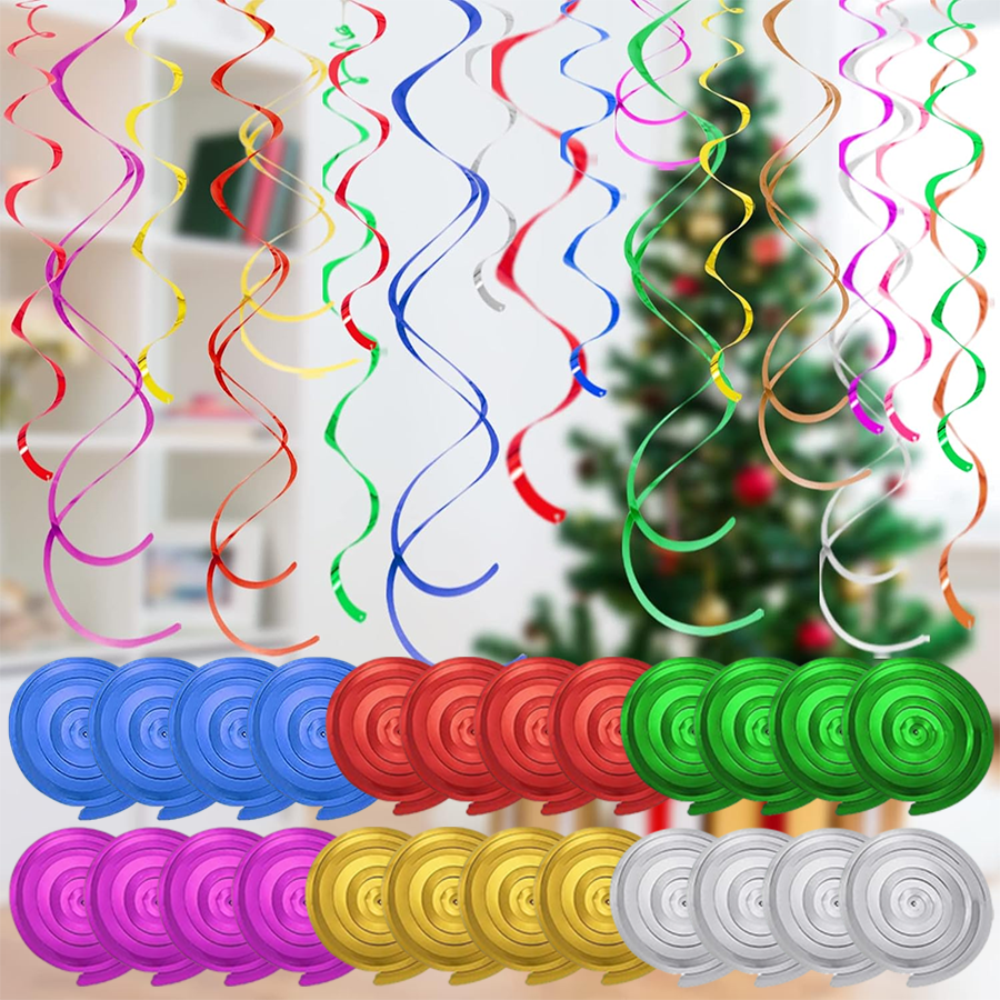 Confetti Cannon Tube - 30PCS Colorful Ceiling Swirl Foil Decorations