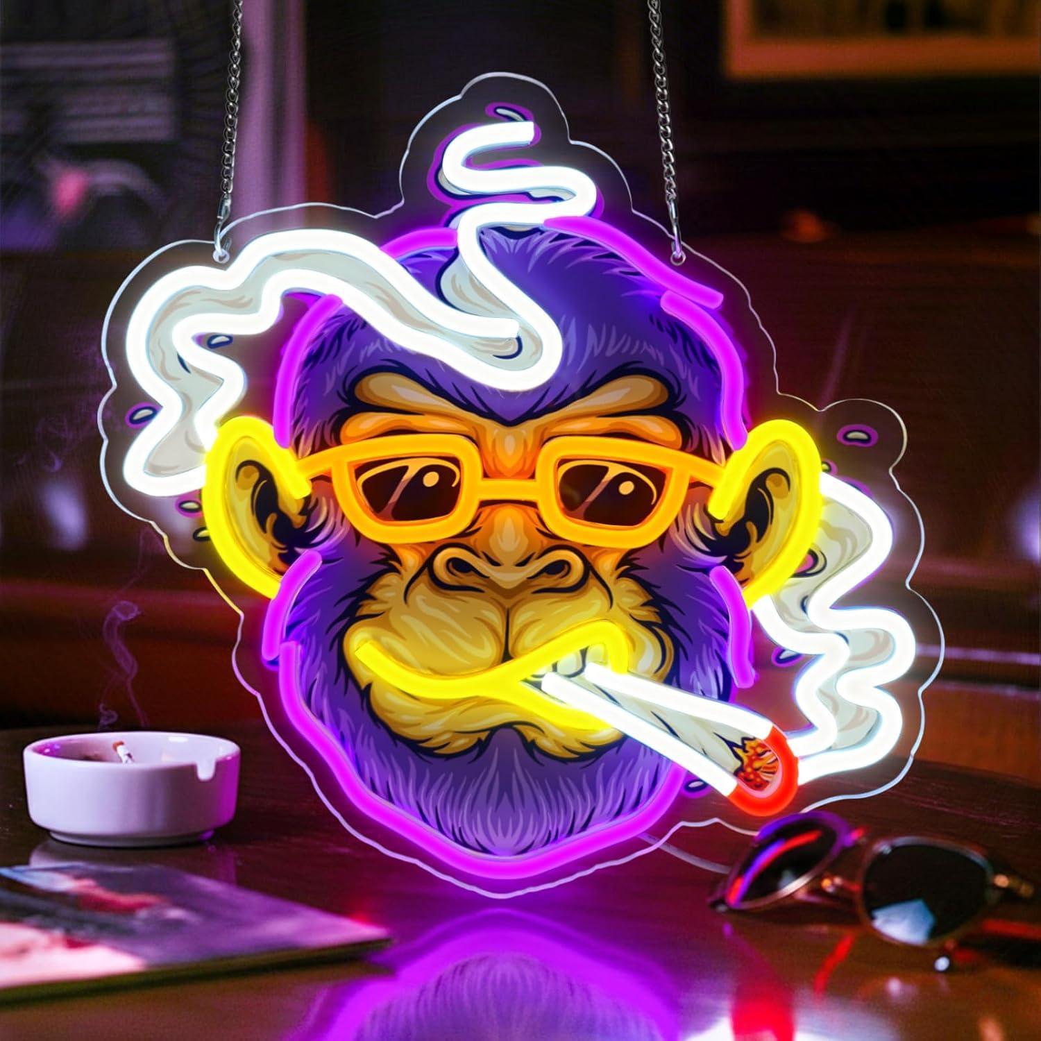 Neon Sign Party - Cool Monkey Neon Sign Smoking Monkey