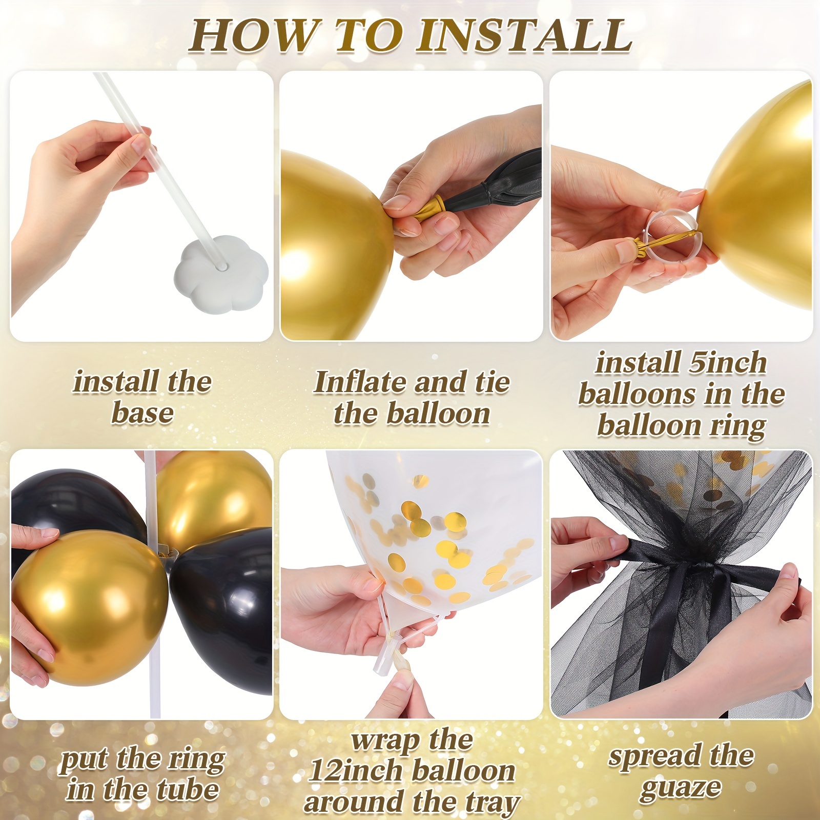 8 Set, Black & Gold Balloon Ce - مراجعة Centerpiece Stick وسعره