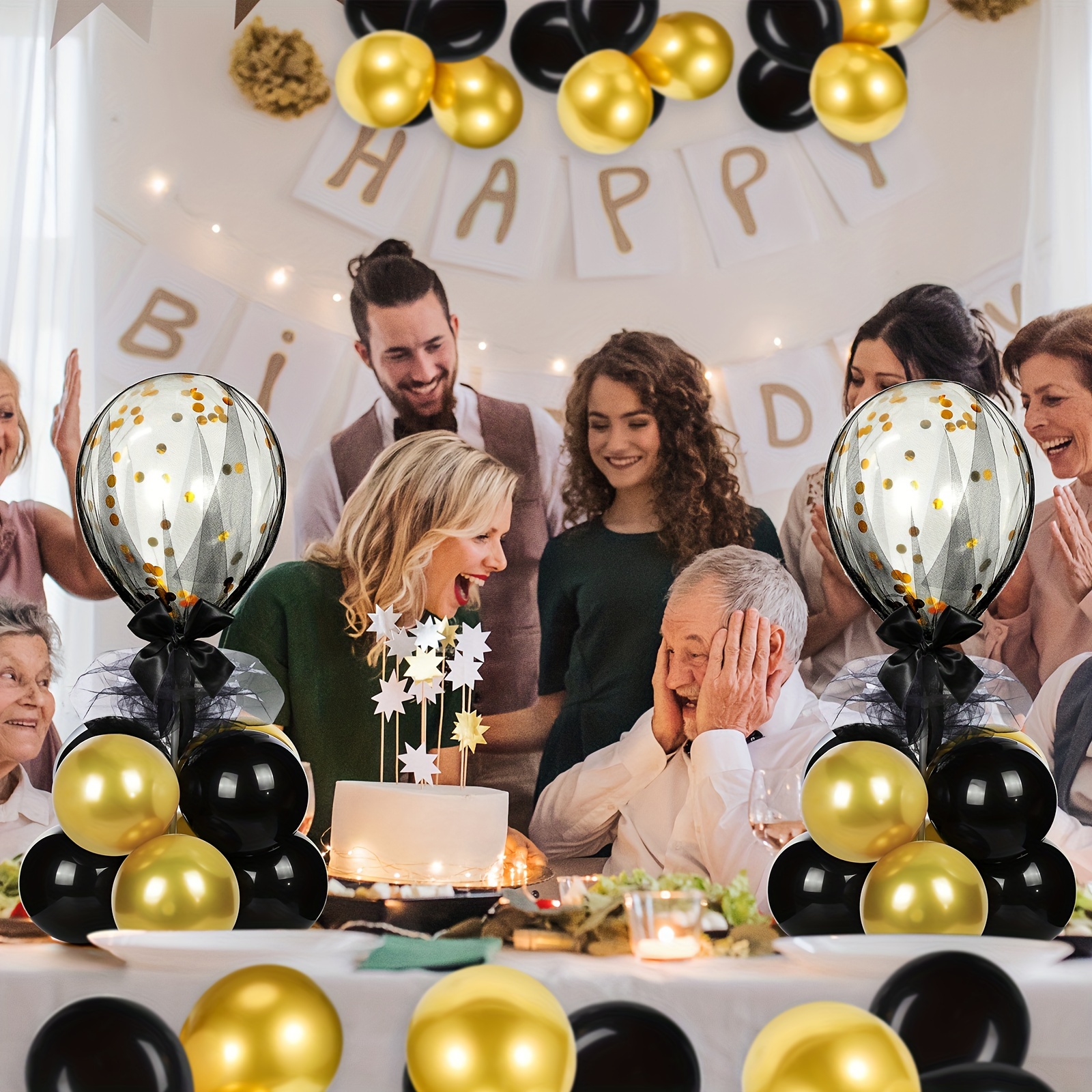 8 Set, Black & Gold Balloon Ce - مراجعة Centerpiece Stick وسعره