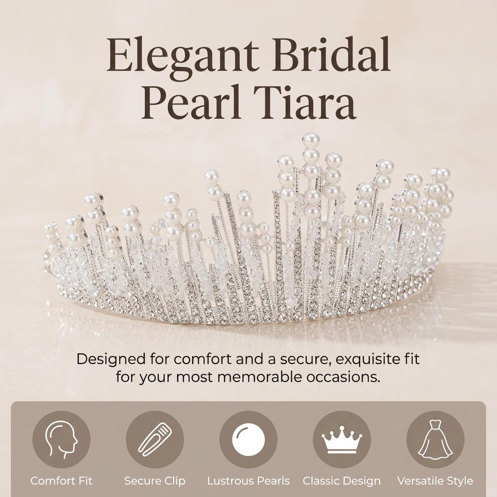 Bridal Pearl Crown Headpiece E - مراجعة Event & Party Supply وسعره
