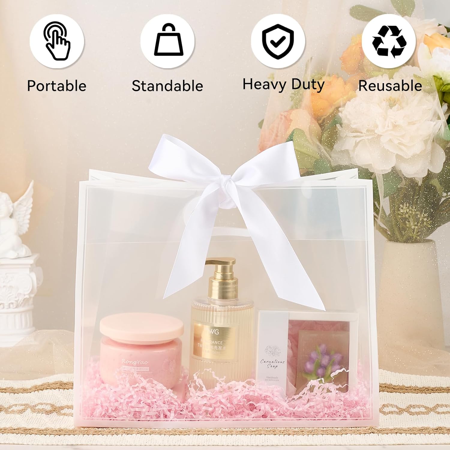 Clear Plastic Gift Bags with H - مراجعة Party Favor Bag وسعره