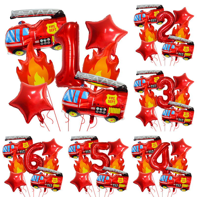 7PCS Fire Truck Themed Flame N - مراجعة Balloon Arch Kit وسعره
