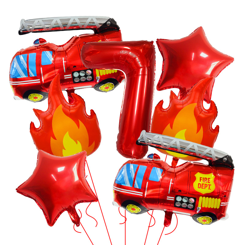 7PCS Fire Truck Themed Flame N - مراجعة Balloon Arch Kit وسعره