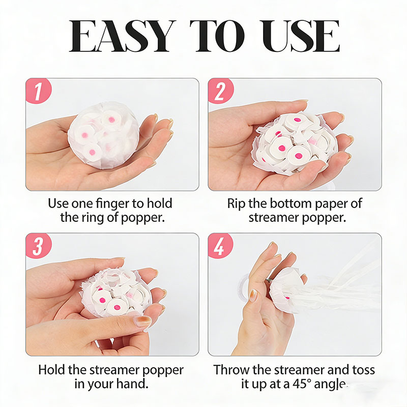 10pcs White Streamers Poppers  - مراجعة Confetti Cannon Tube وسعره