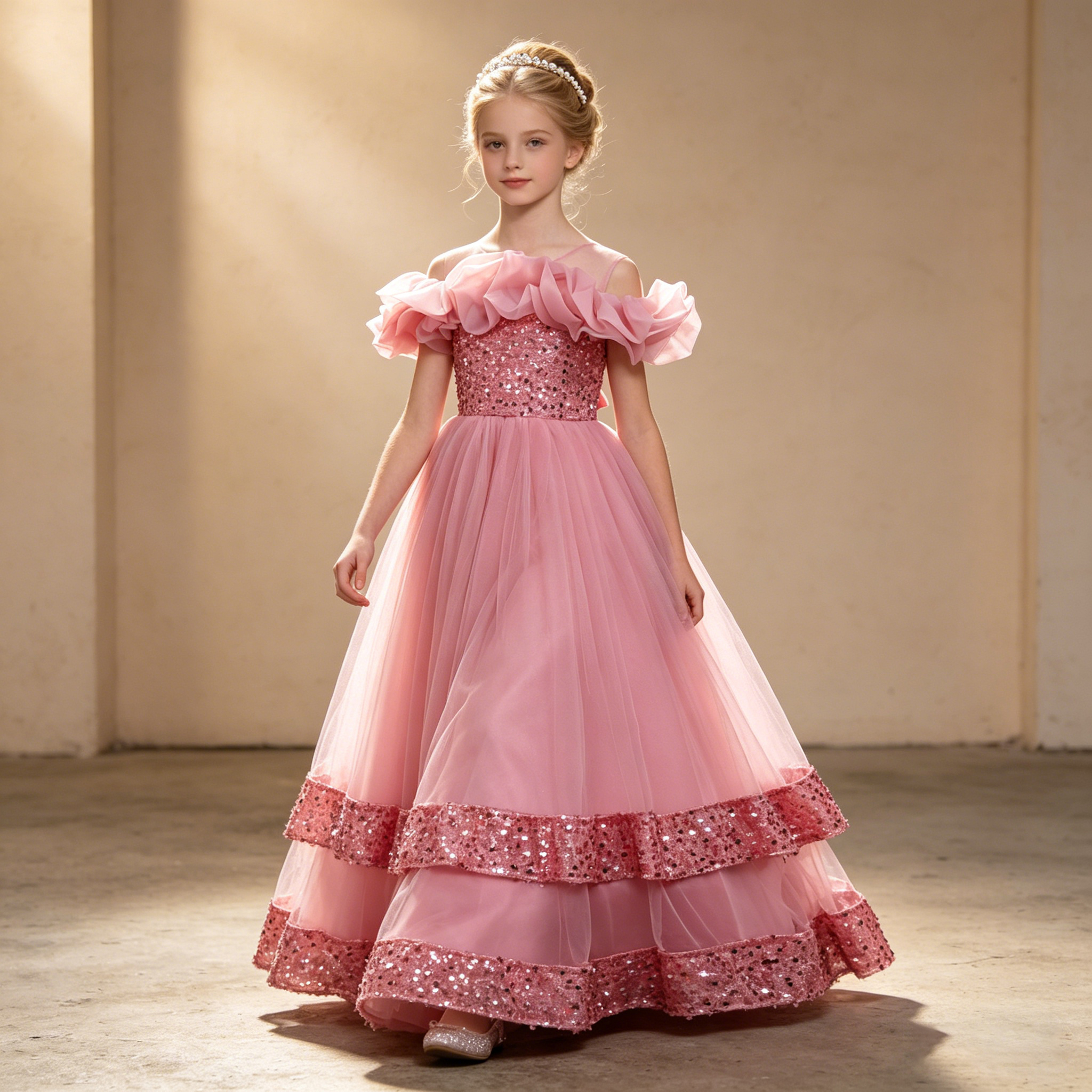 Girls Princess Off Shoulder Ru - مراجعة Glitter Tablecloth وسعره
