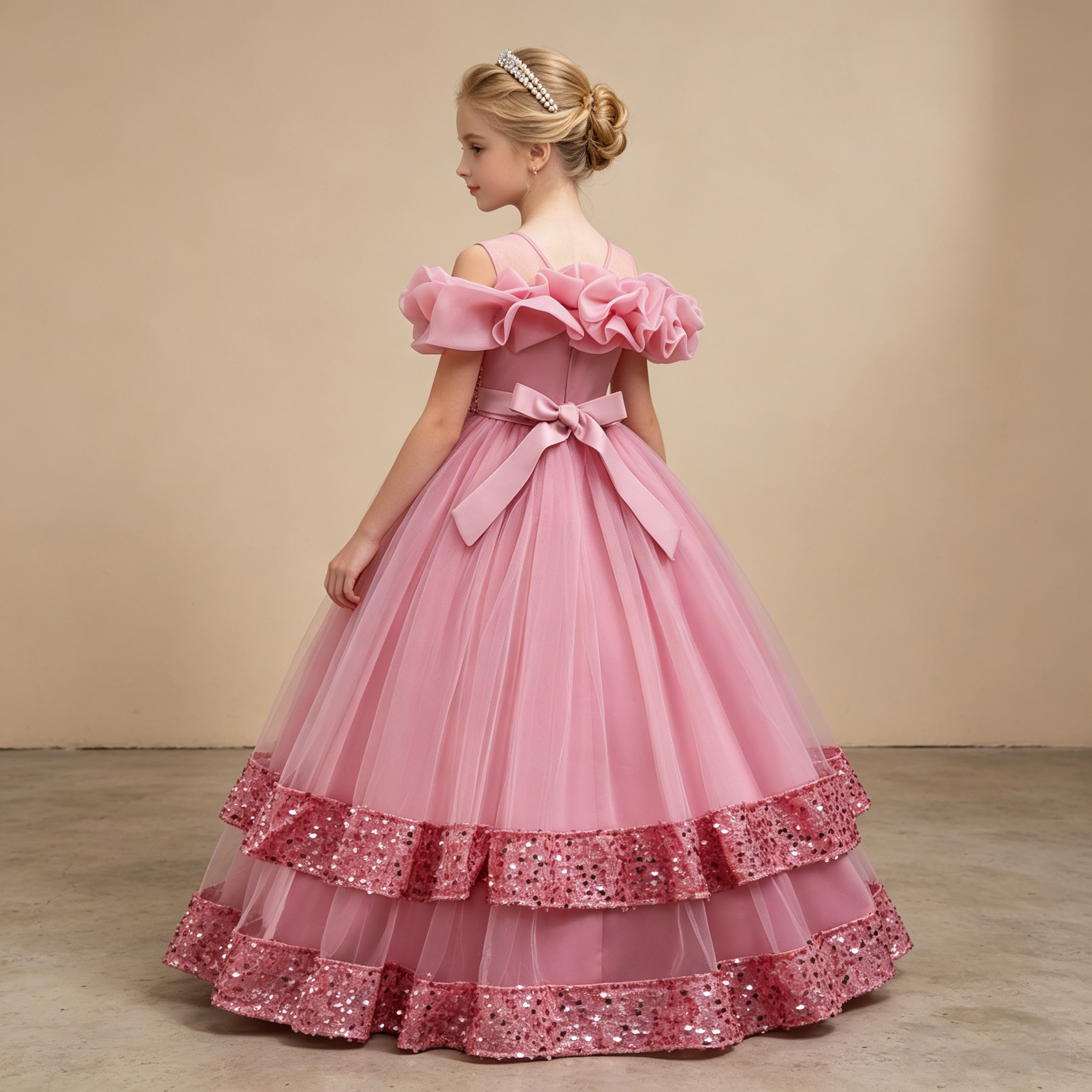 Girls Princess Off Shoulder Ru - مراجعة Glitter Tablecloth وسعره