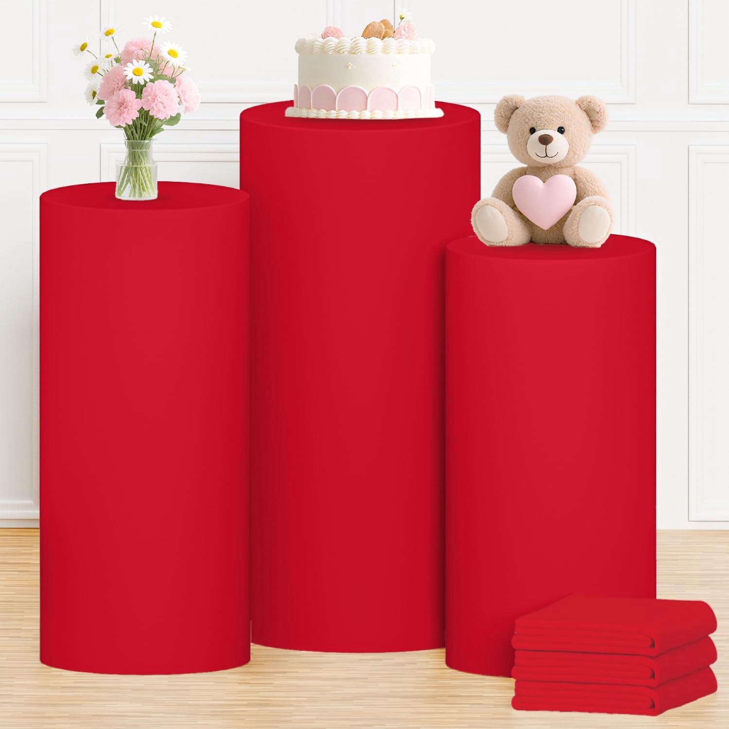 Yeele Red Cylinder Stand Cover - مراجعة Dessert Table Backdrop وسعره
