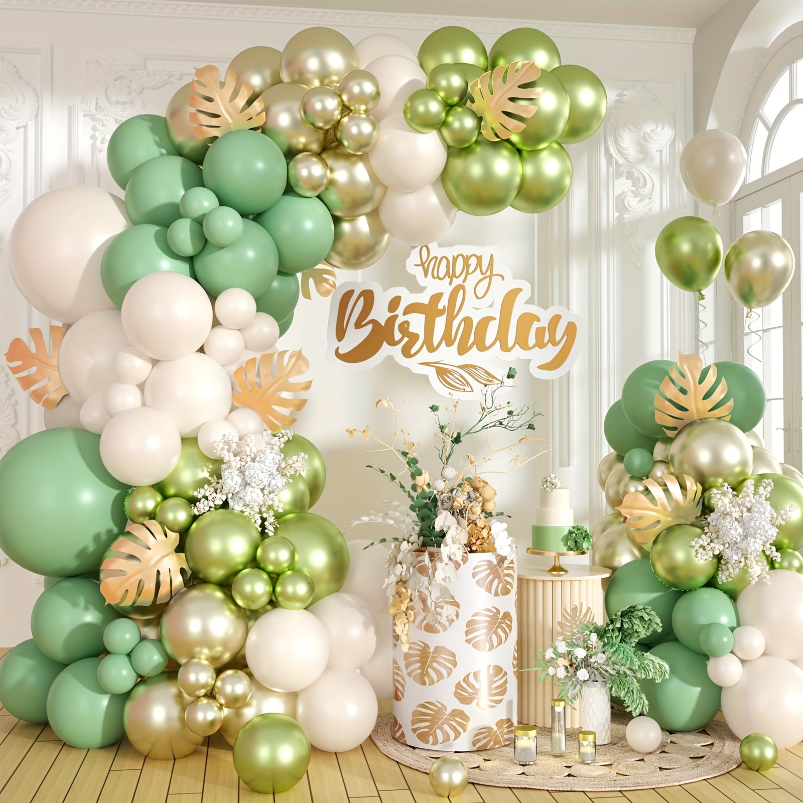 88pcs Sage Green & Golden Ball - مراجعة Balloon Arch Kit وسعره