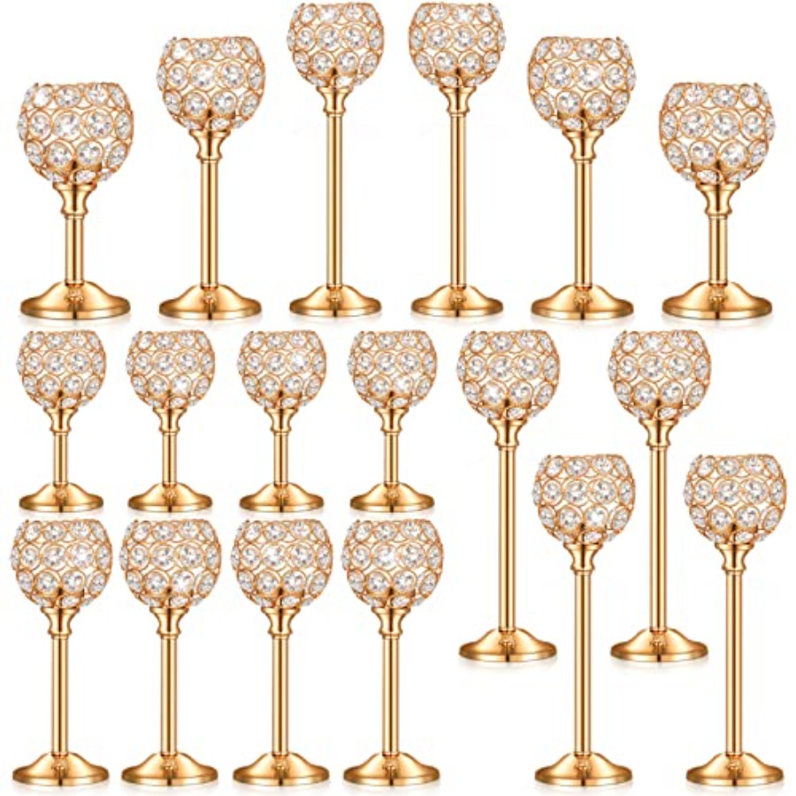 18 Pieces Crystal Candle Holde - مراجعة Centerpiece Stick وسعره