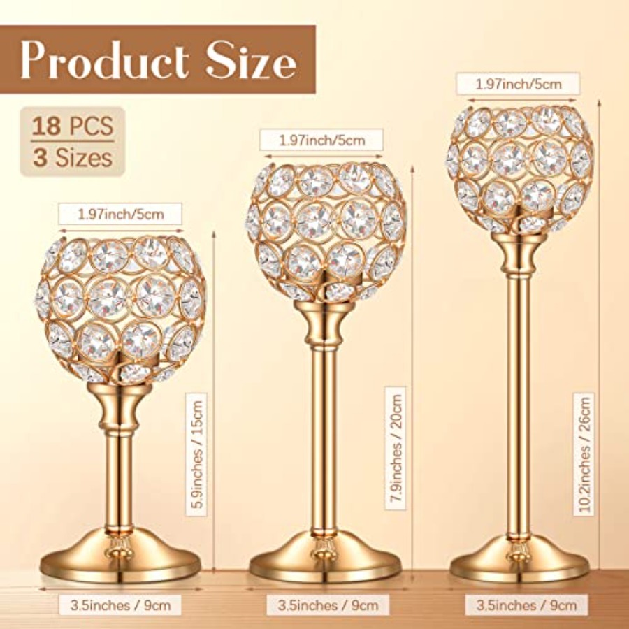 18 Pieces Crystal Candle Holde - مراجعة Centerpiece Stick وسعره