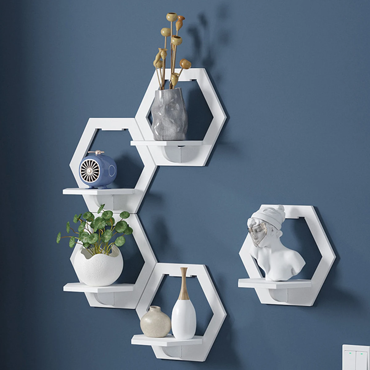 3Pcs Hexagon Wall Shelf Punch  - مراجعة Flower Wall Panel وسعره