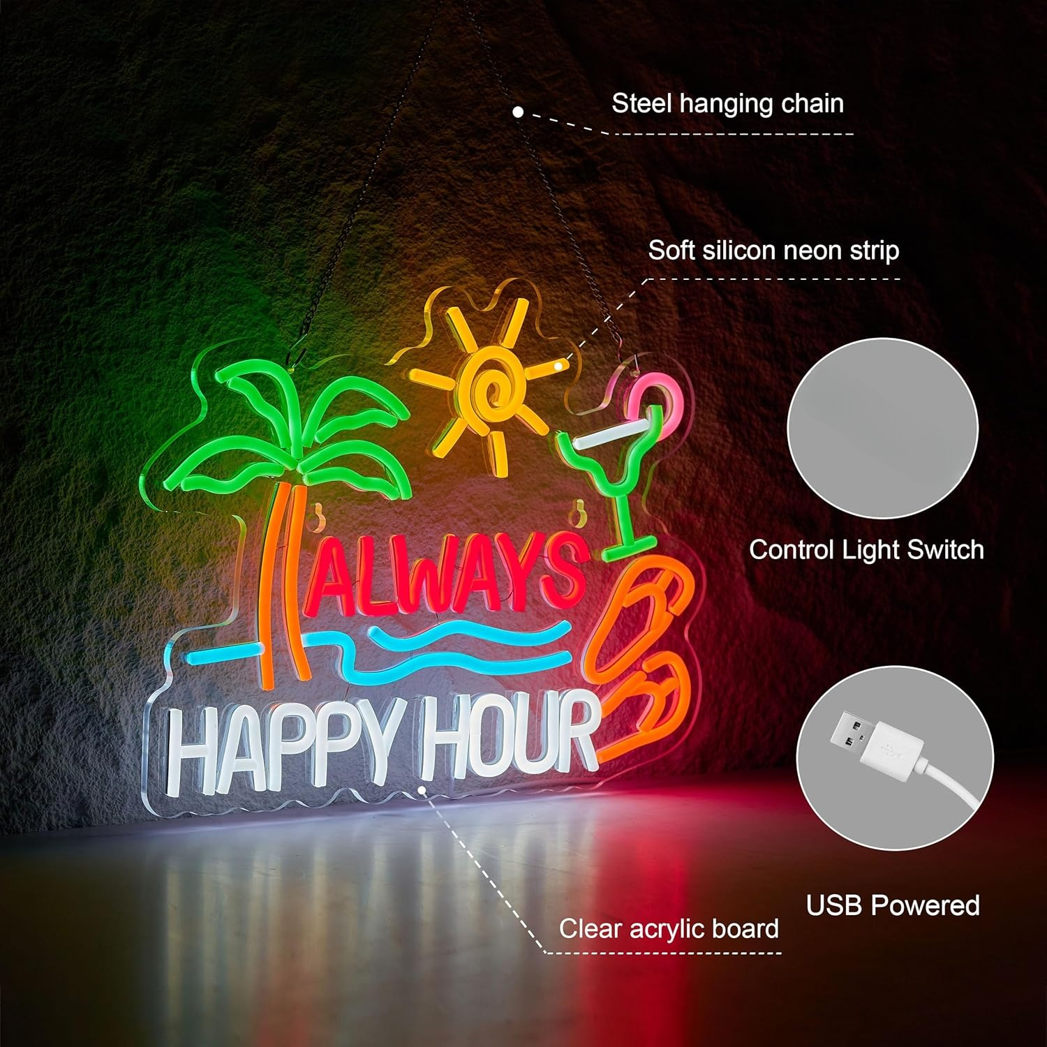 Always Happy Hour Beer Bar Neo - مراجعة Neon Sign Party وسعره