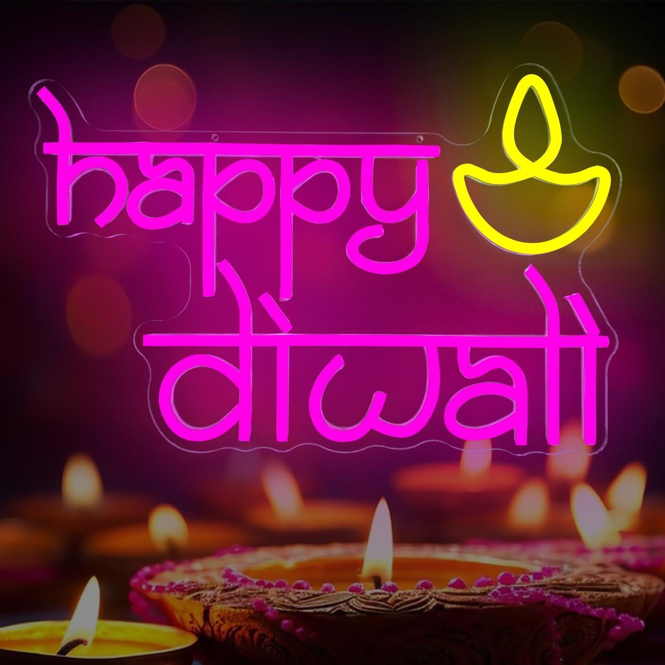 Happy Diwali Neon Sign USB Pow - مراجعة Neon Sign Party وسعره
