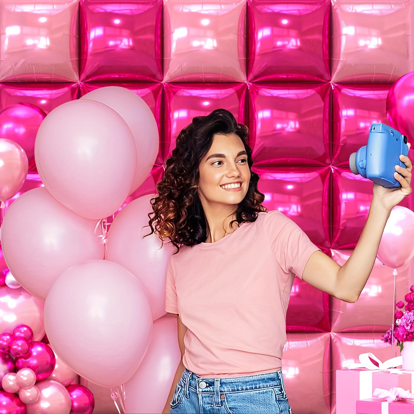 25pcs Magenta Pink Square Foil - مراجعة Balloon Arch Kit وسعره
