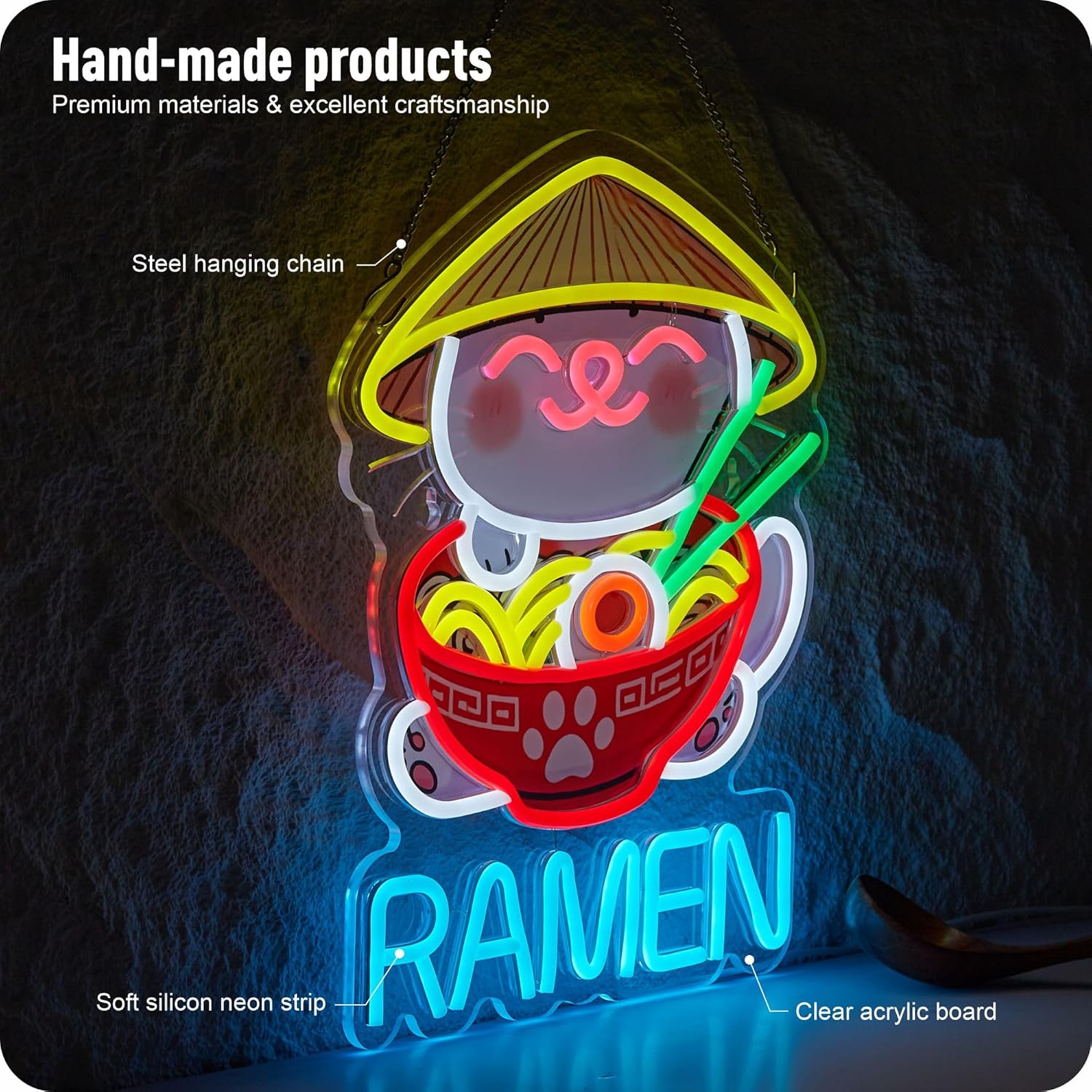 Fortune Cat Ramen Neon Sign Ja - مراجعة Neon Sign Party وسعره
