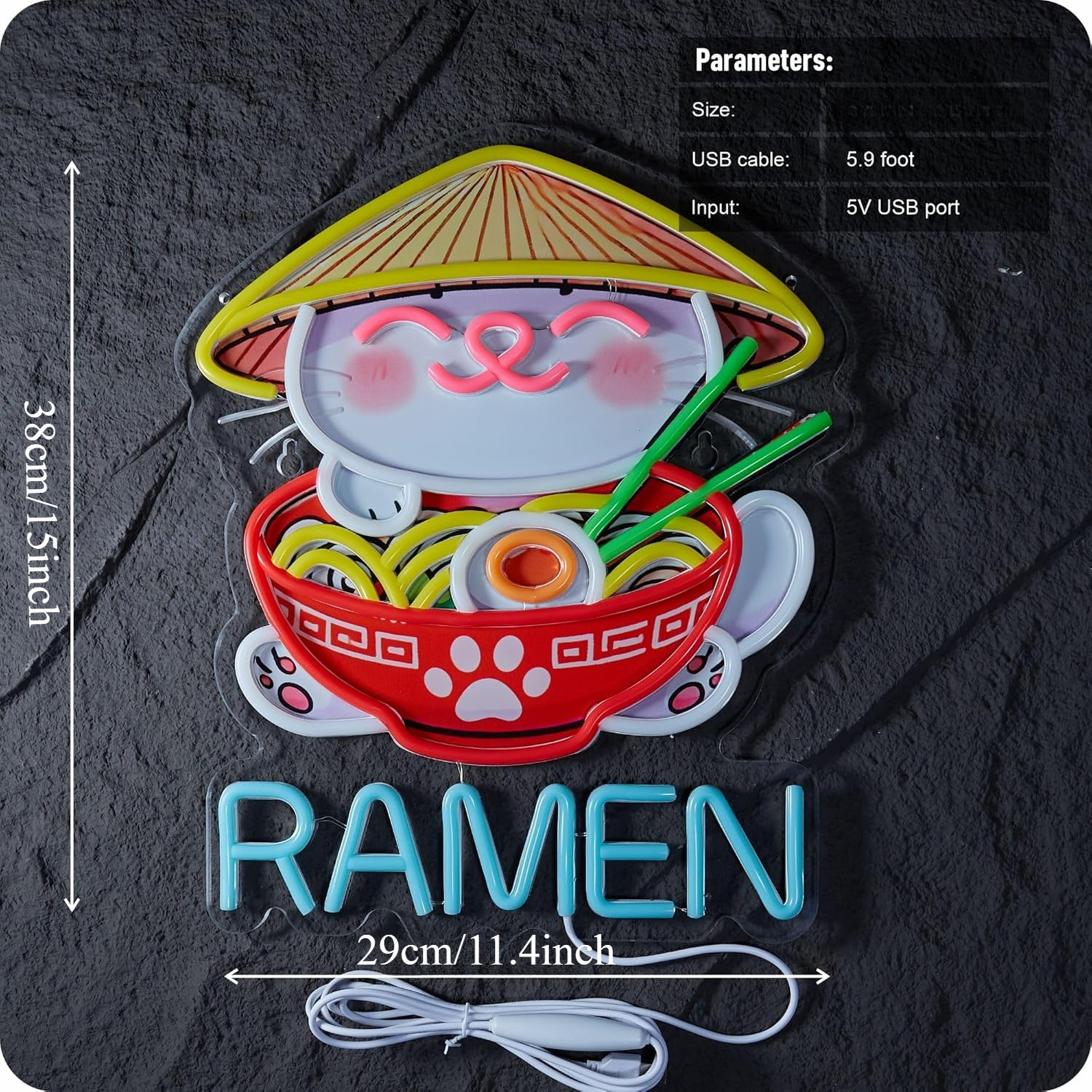 Fortune Cat Ramen Neon Sign Ja - مراجعة Neon Sign Party وسعره