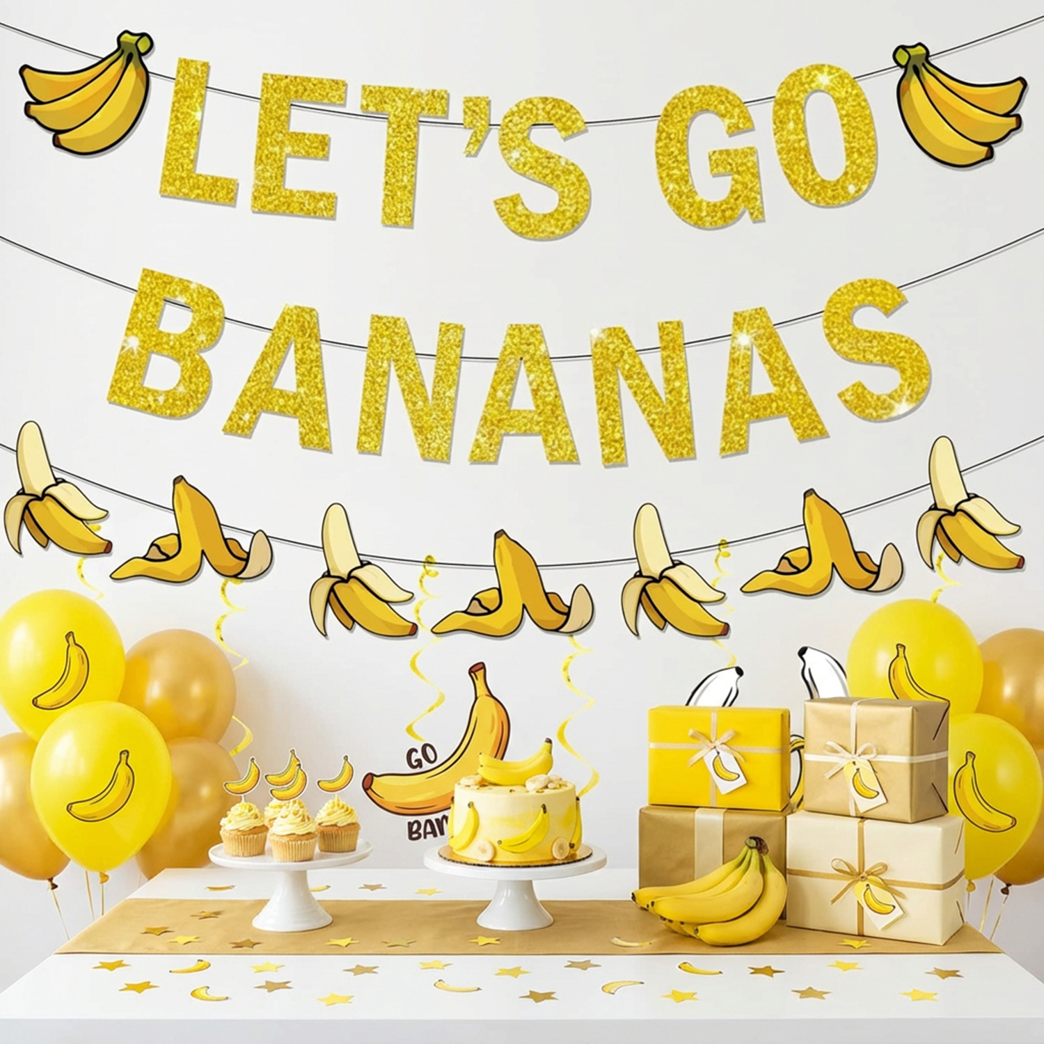 Yellow Bananas Birthday Banner - مراجعة Let'S Party Event Supply وسعره