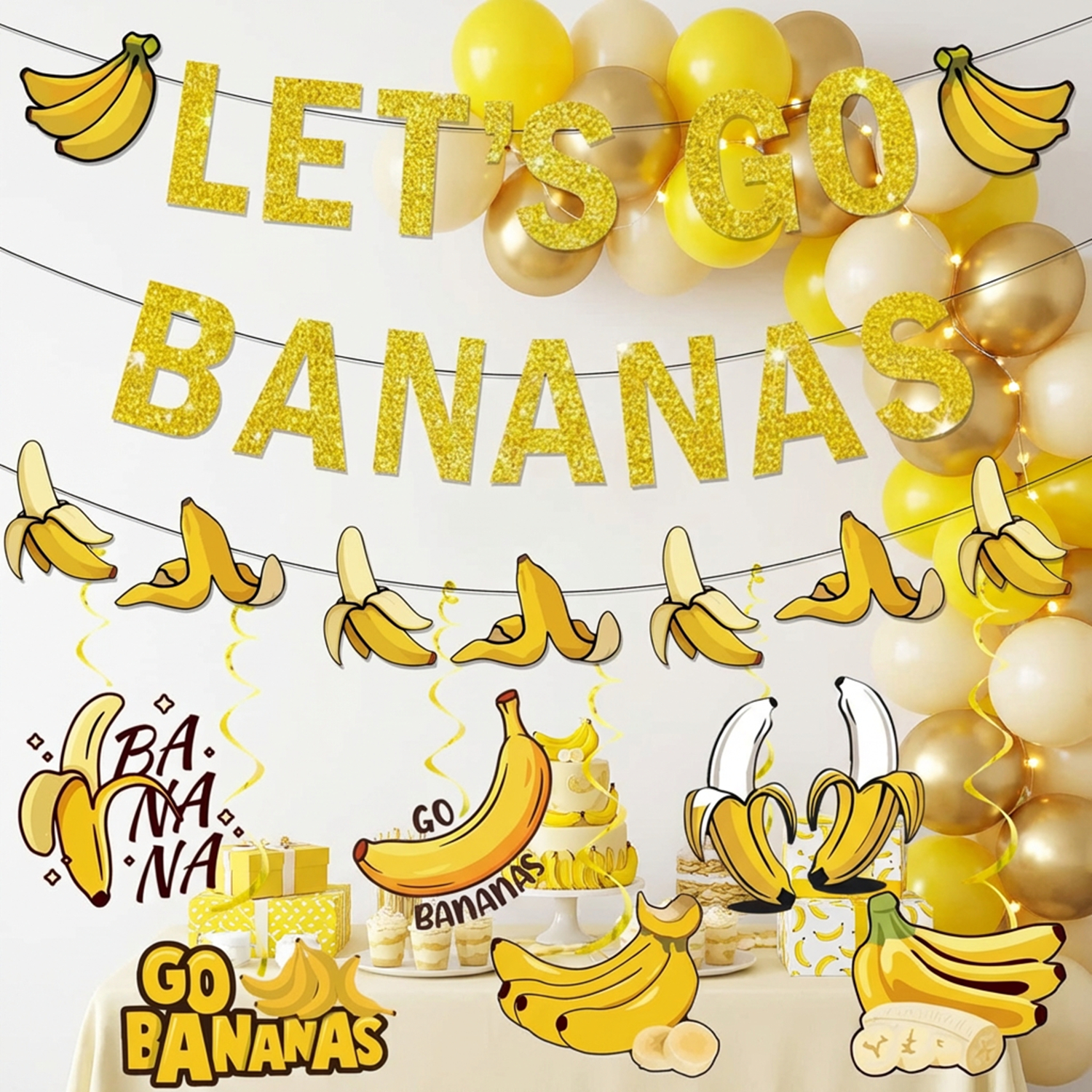 Yellow Bananas Birthday Banner - مراجعة Let'S Party Event Supply وسعره