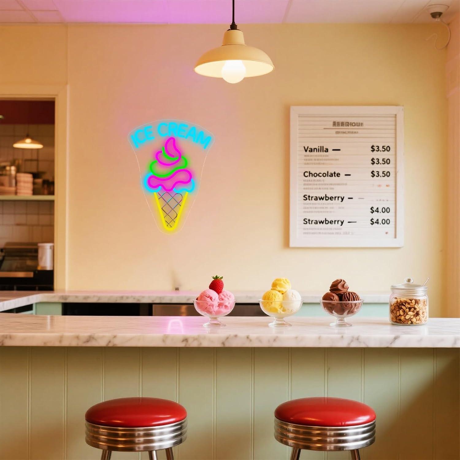 Ice Cream Neon Sign Dimmable D - مراجعة Neon Sign Party وسعره
