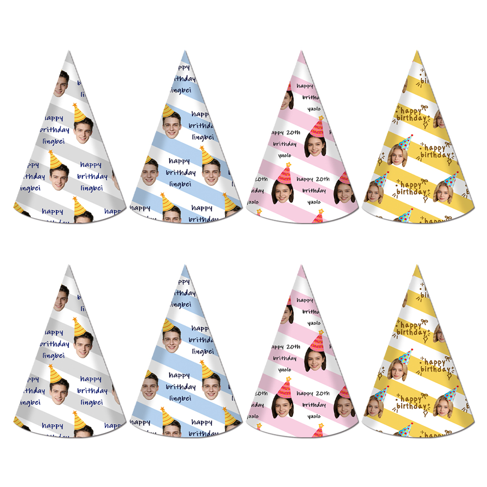 8pcs Custom Text and Photo Fac - مراجعة Party Hat Cone وسعره