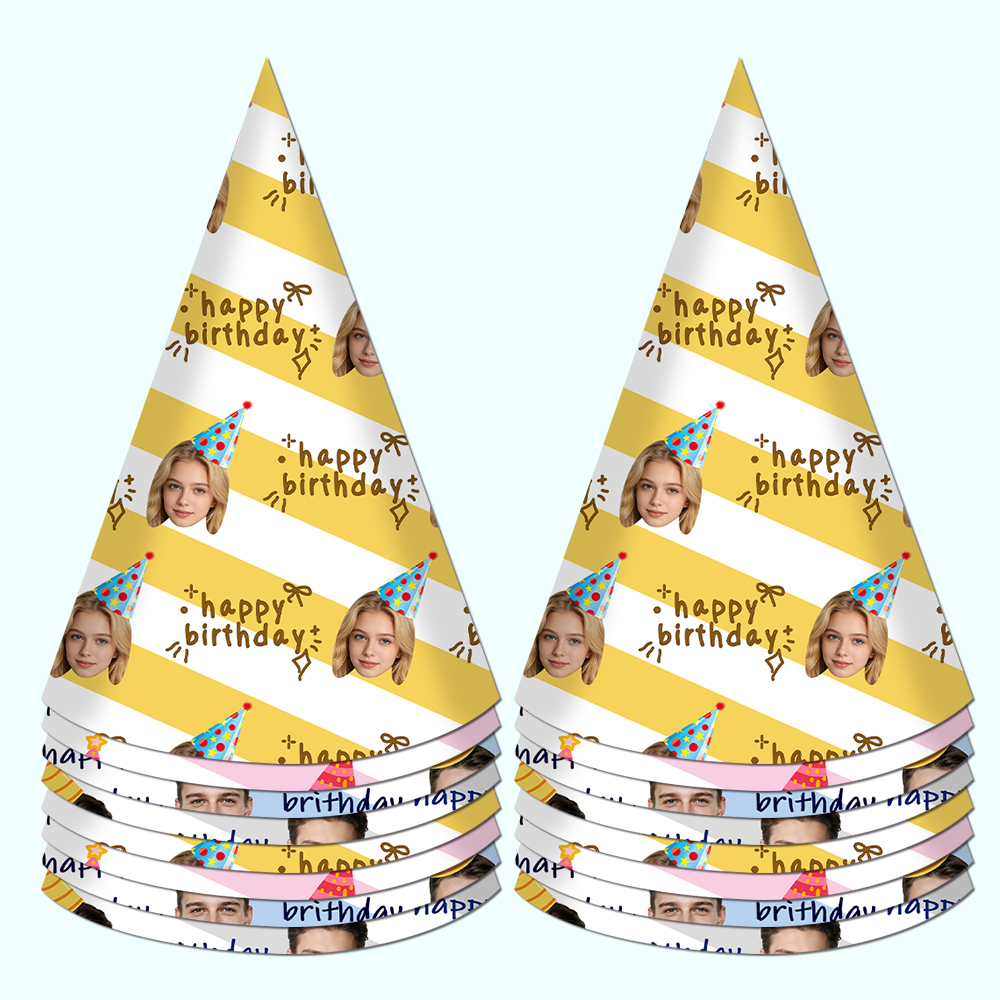 8pcs Custom Text and Photo Fac - مراجعة Party Hat Cone وسعره