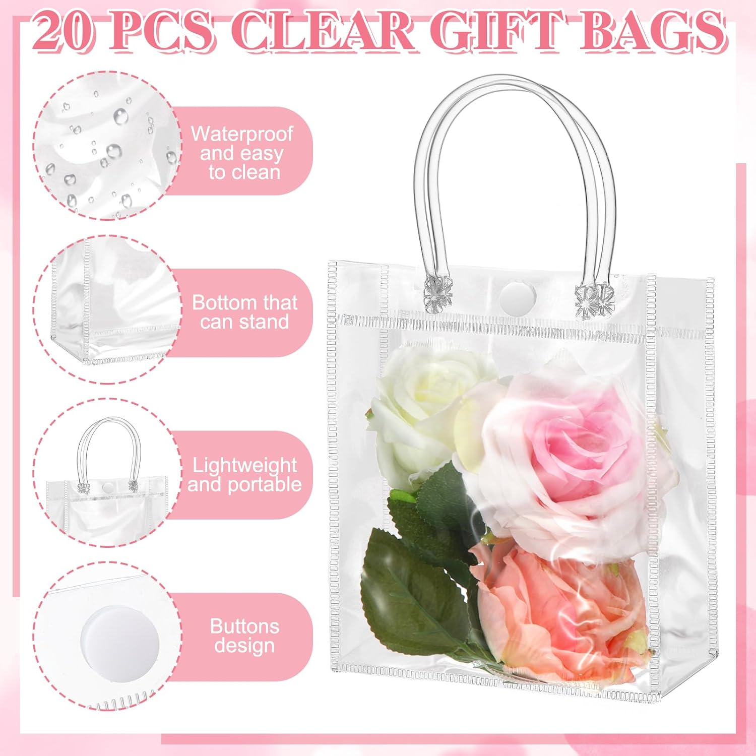 Clear Plastic Gift Bags with H - مراجعة Party Favor Bag وسعره