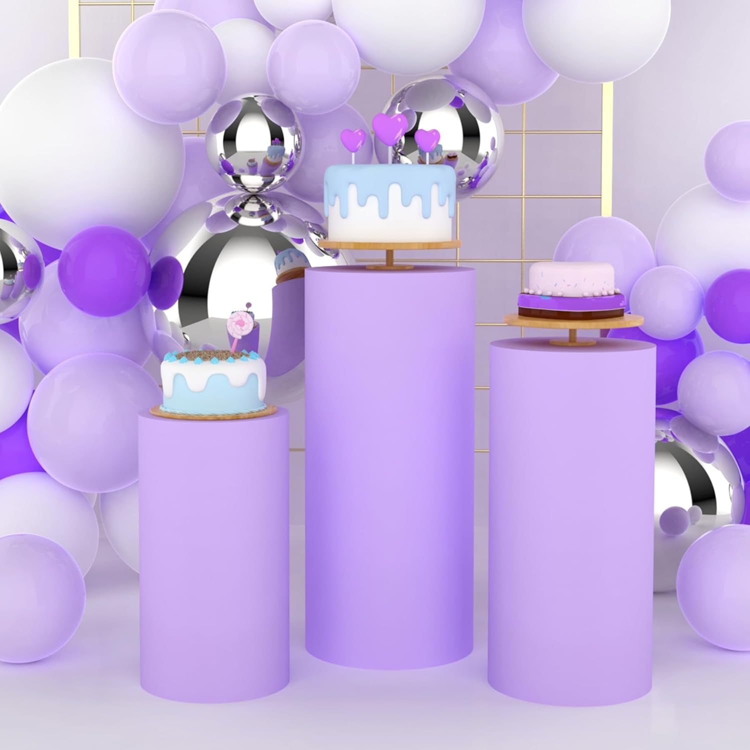 Yeele Purple Cylinder Stand Co - مراجعة Dessert Table Backdrop وسعره
