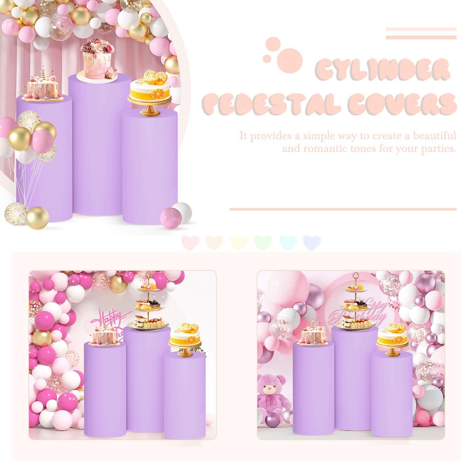 Yeele Purple Cylinder Stand Co - مراجعة Dessert Table Backdrop وسعره