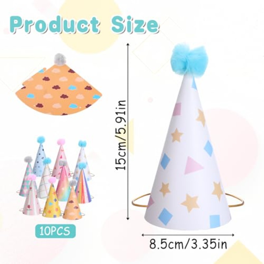 10 PCS Birthday Party Hats for - مراجعة Party Hat Cone وسعره