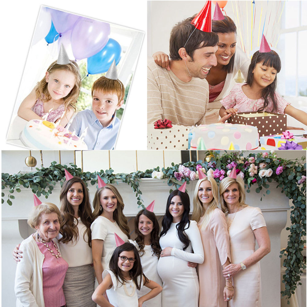 12Pcs Glitter Birthday Cone Ha - مراجعة Party Hat Cone وسعره