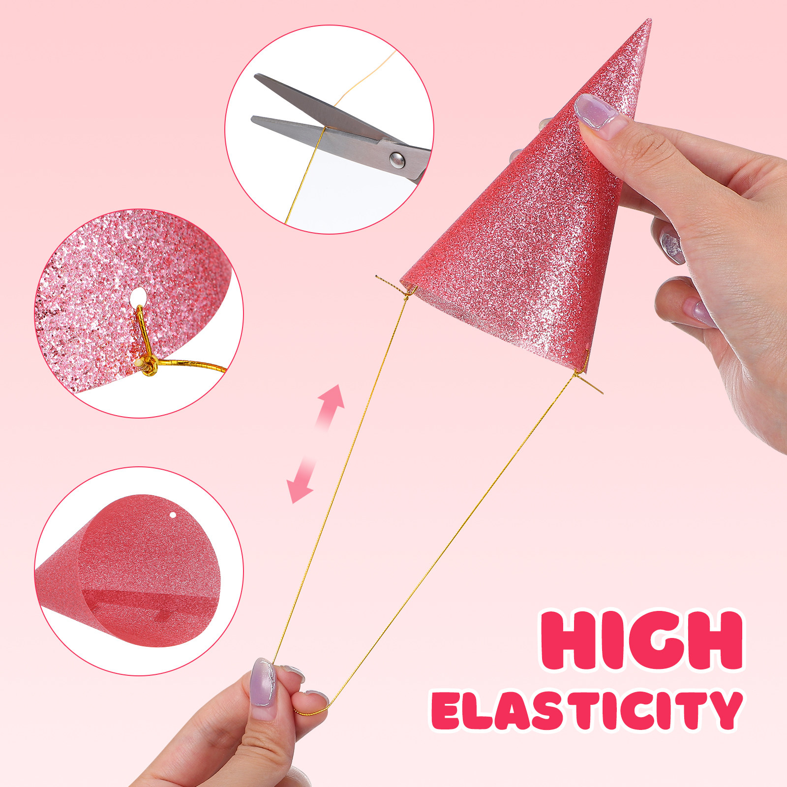 12Pcs Glitter Birthday Cone Ha - مراجعة Party Hat Cone وسعره