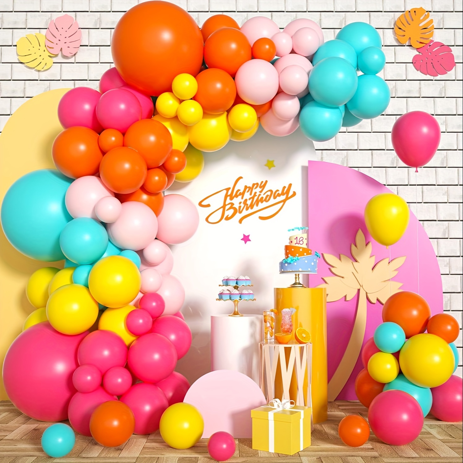 130pcs Pink Yellow Orange Ball - مراجعة Balloon Arch Kit وسعره