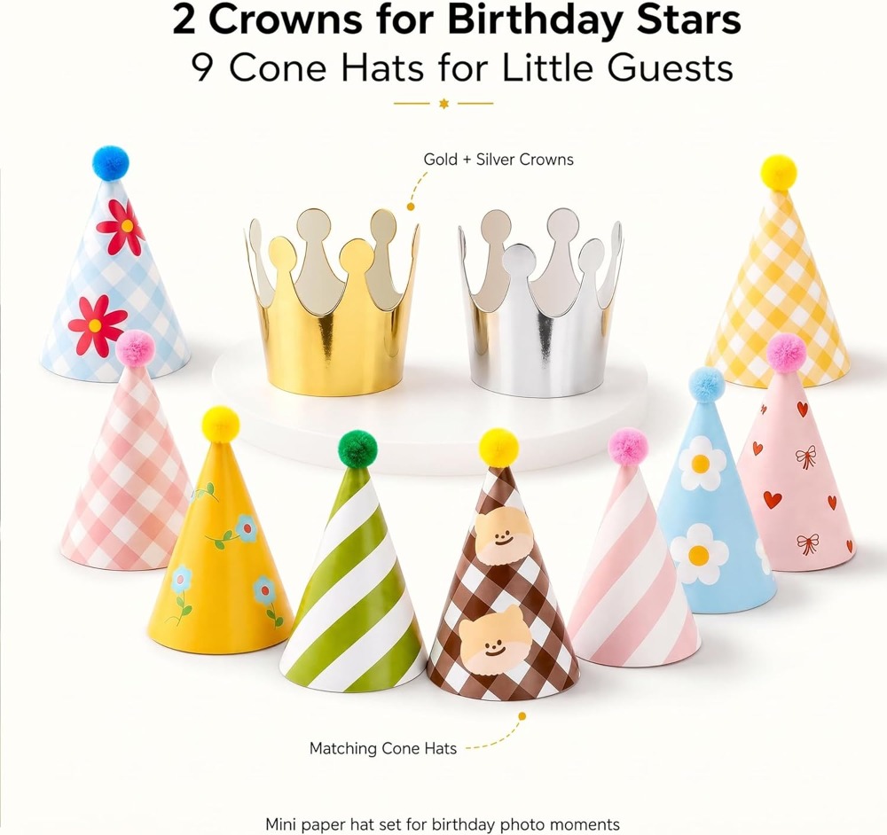 11 Pack Party Hats with Pom Po - مراجعة Party Hat Cone وسعره