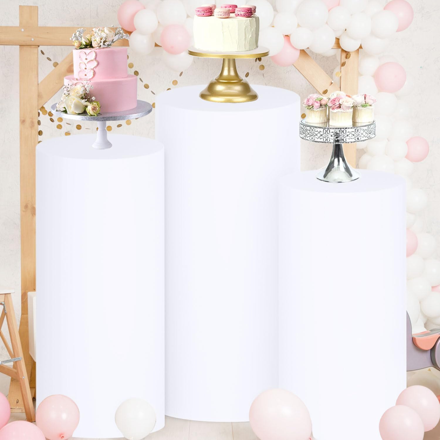 Yeele 1PCS/3PCS/5PCS White Cyl - مراجعة Dessert Table Backdrop وسعره