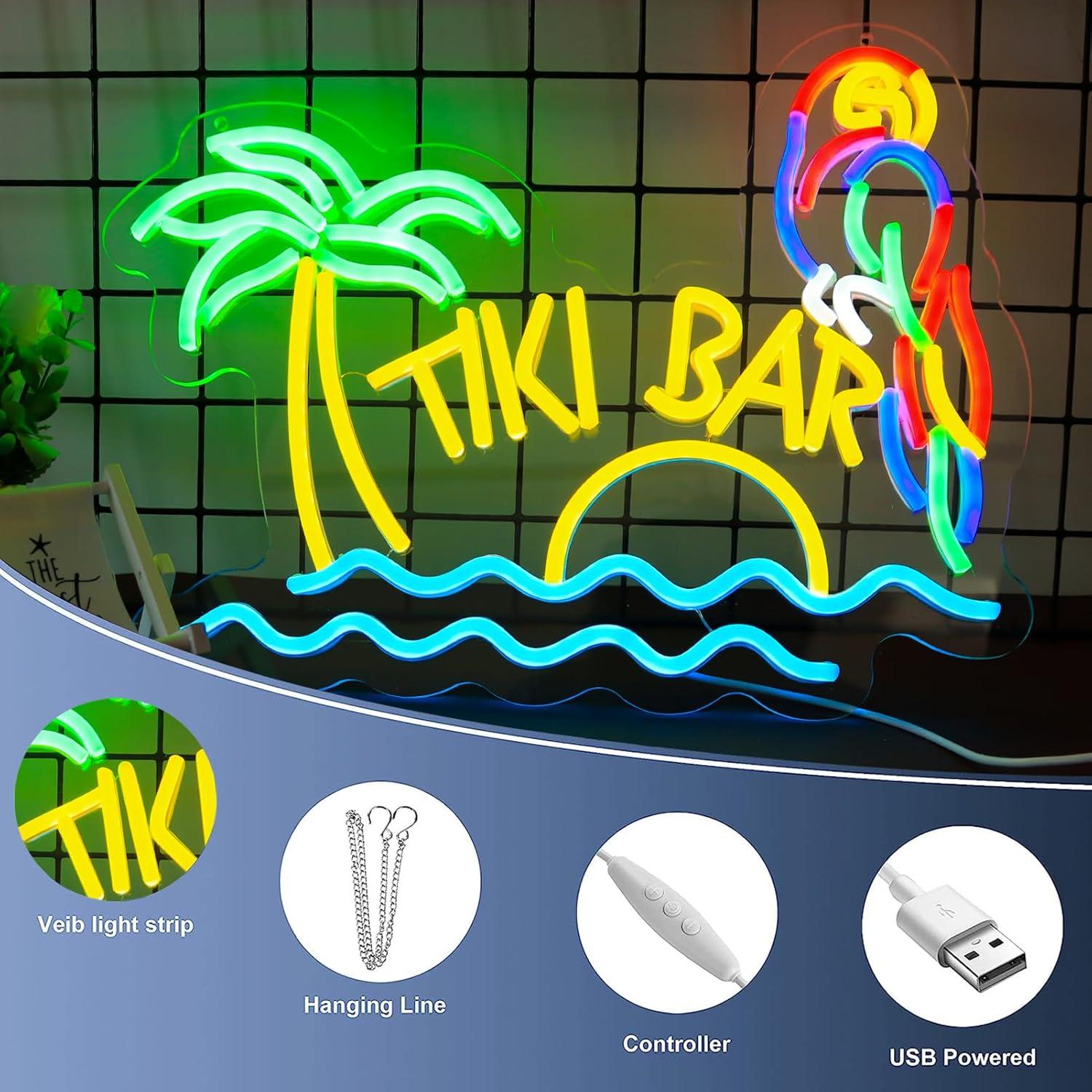 Tiki Bar Neon Sign Beach Theme - مراجعة Neon Sign Party وسعره