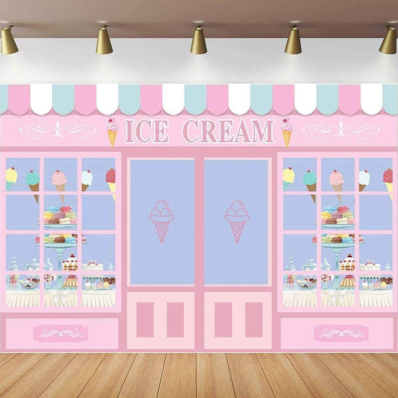 Ice Cream Theme Photography Ba - مراجعة Dessert Table Backdrop وسعره