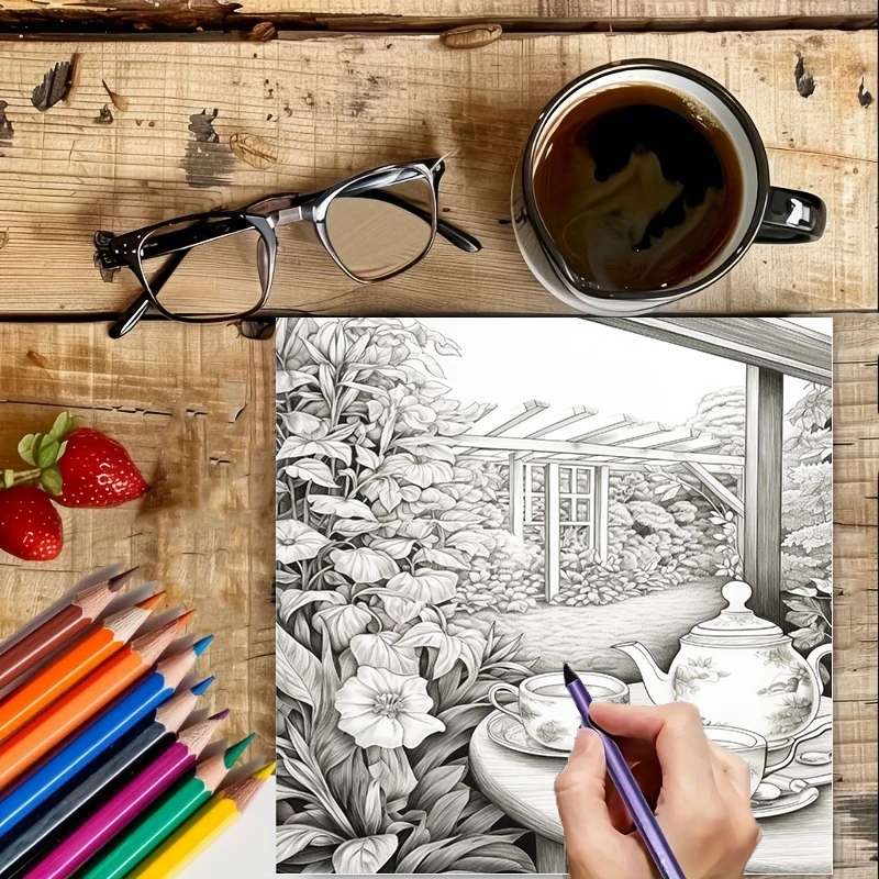 Tea In The Gardens Coloring Bo - مراجعة Supply Event وسعره