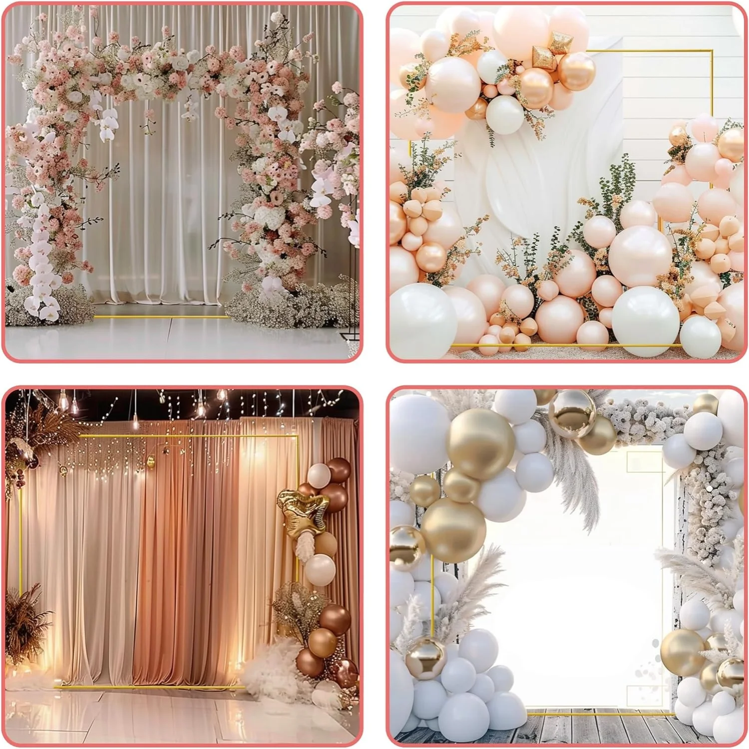 Gold Wedding Arches Square Bac - مراجعة Balloon Arch Kit وسعره